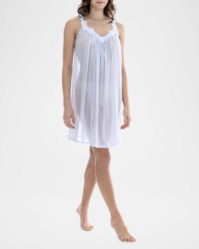 Amarilis-1 Lace Applique Cotton Nightgown